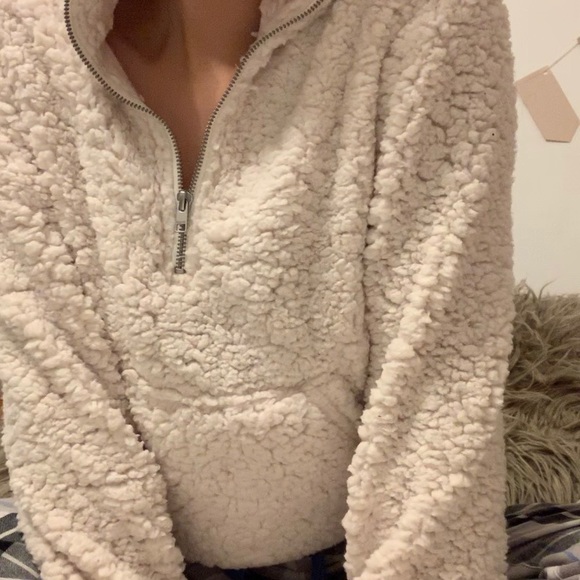 Cream Fleece Quarter Zip Up - Picture 2 of 4